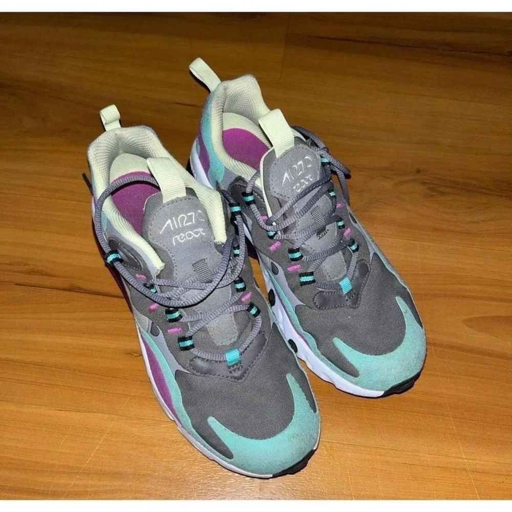 Kids Nike Air Max 270 React Running Walking Lace Up Shoes Sneakers